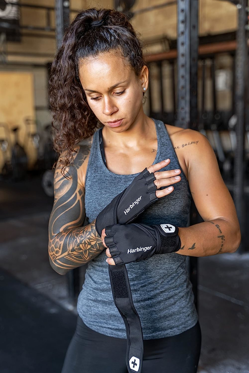 Harbinger Pro 2.0 Guanti da sollevamento pesi- Flessibile, leggero e traspirante, offre una presa salda con palmo in pelle imbottita, perfetto per manubri e kettlebell.S,Nero